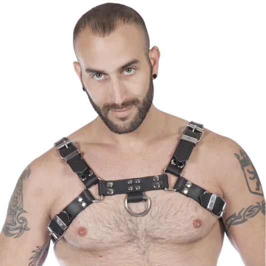 Titus H-Front Leather Chest Harness | Black