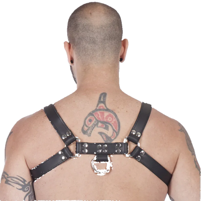 Titus H-Front Leather Chest Harness | Black