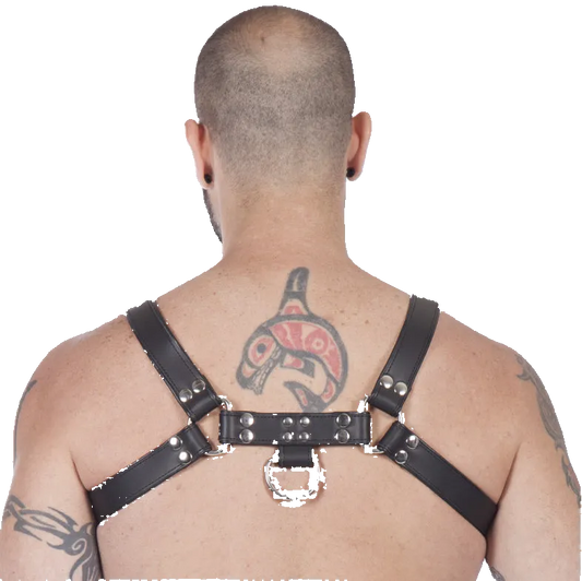 Titus H-Front Leather Chest Harness | Black
