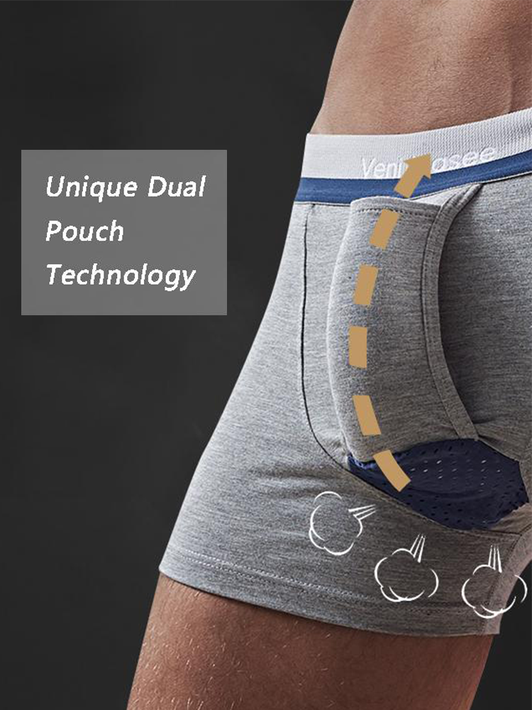 Men's Separate Ball Pouch Cotton Trunks