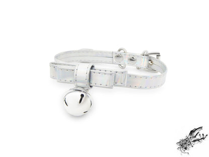 Holographic Silver Bow and Bell Choker