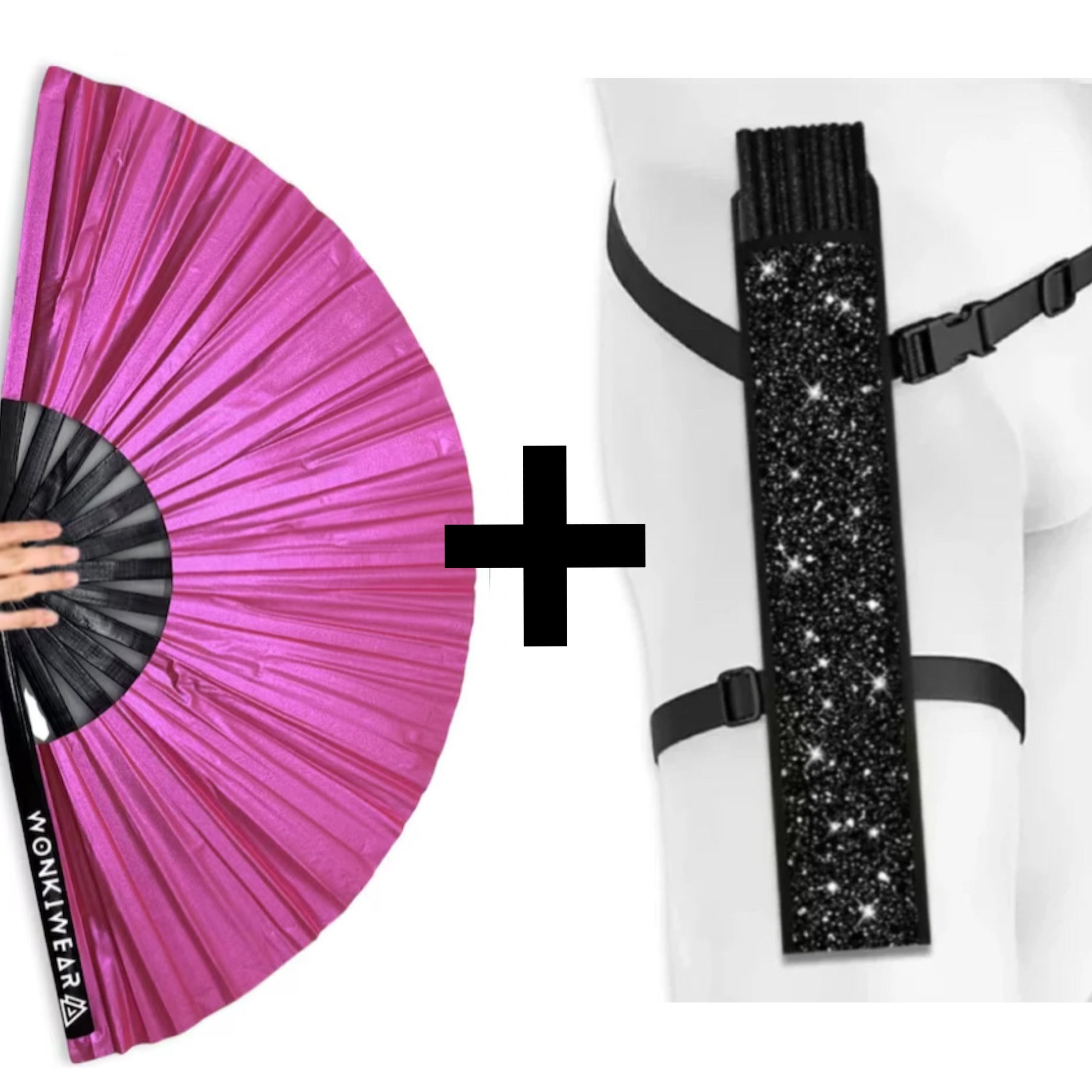 Hot Pink Shimmer Metallic XL Festival Fan