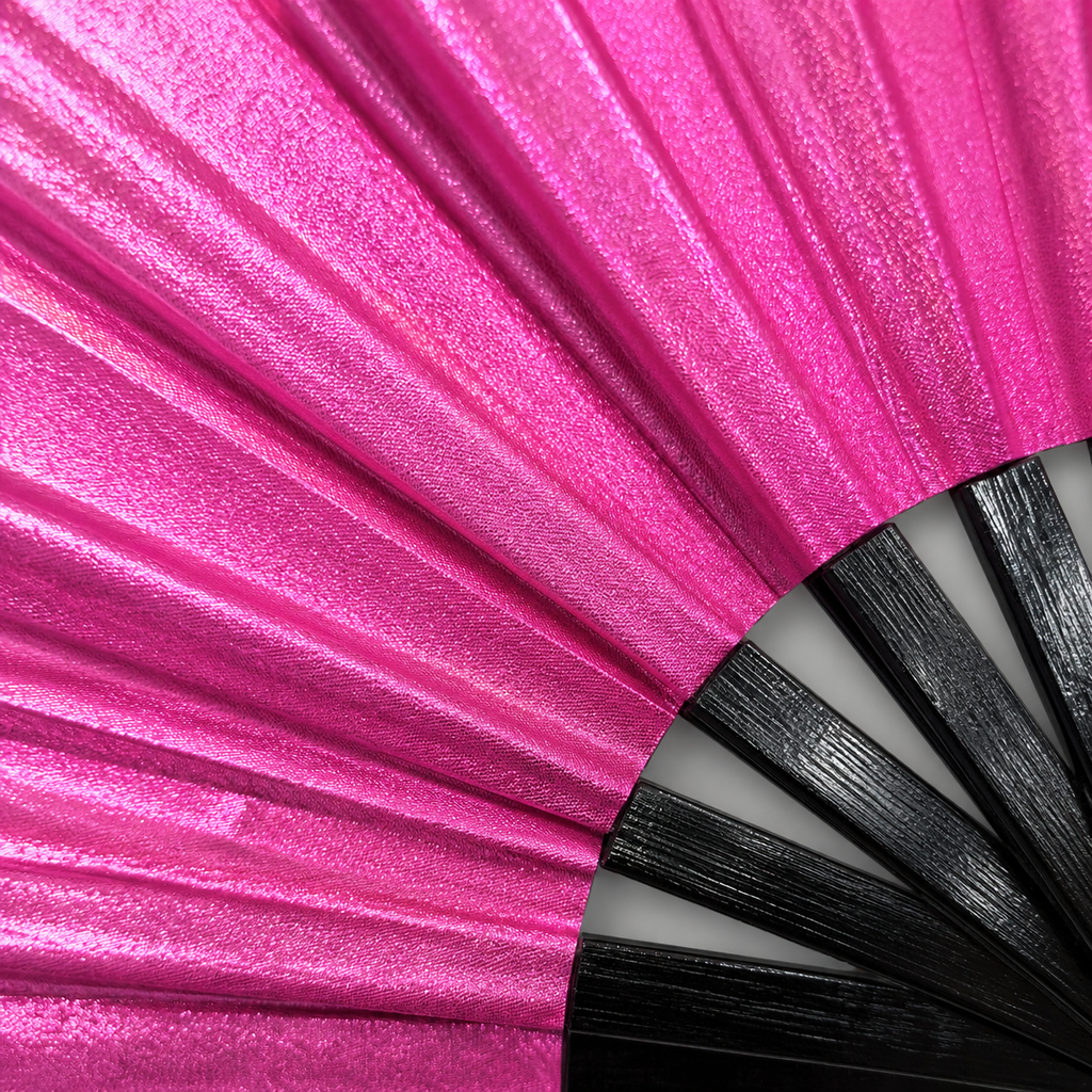 Hot Pink Shimmer Metallic XL Festival Fan