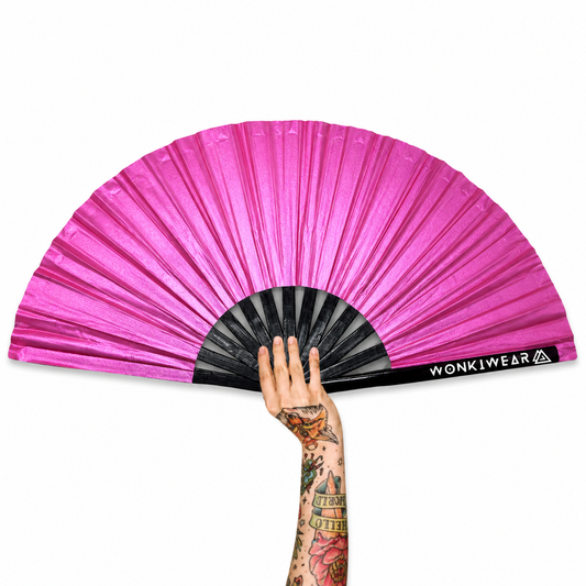 Hot Pink Shimmer Metallic XL Festival Fan