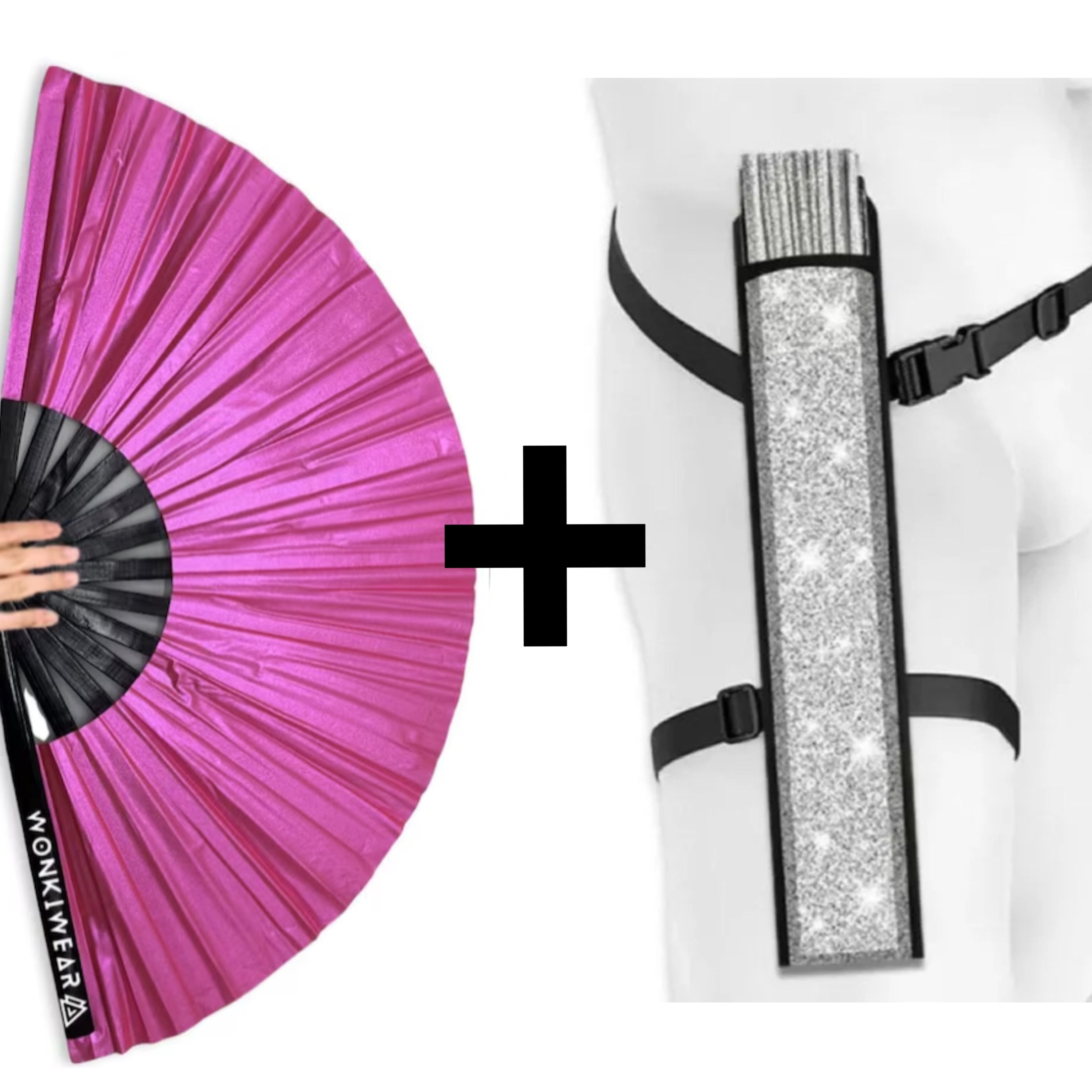 Hot Pink Shimmer Metallic XL Festival Fan