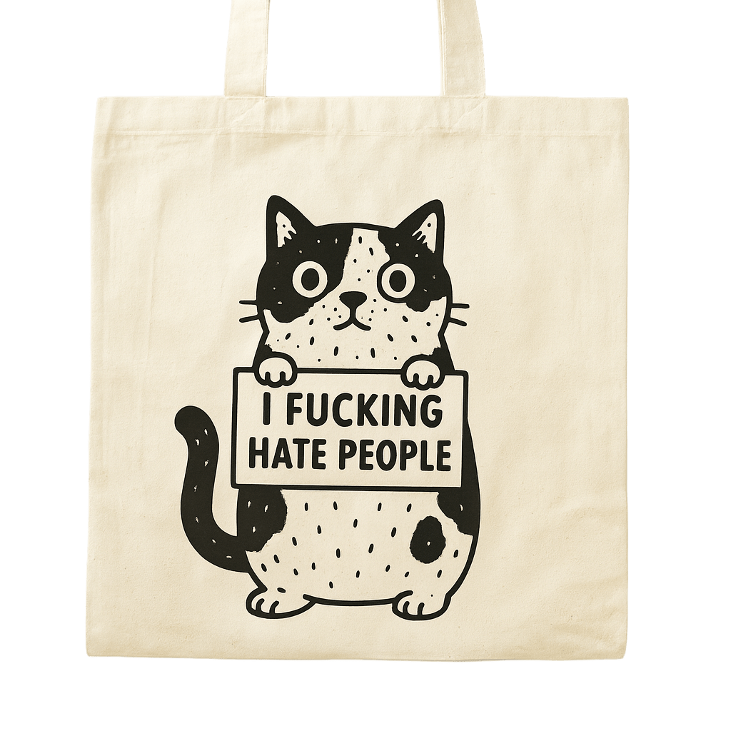 I Fucking hate people (CAT) | Tote Bag | White - The Pup Play Hub