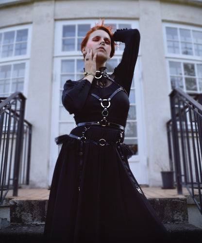 Black Vegan Leather O Ring Garter Belt