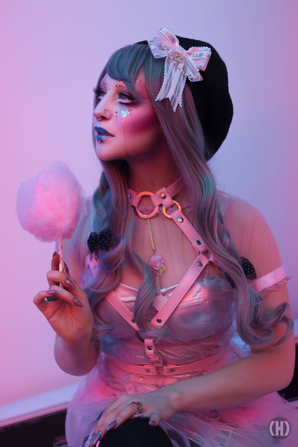 Pink Vegan Leather O Ring Harness