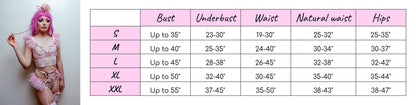 Pink Vegan Leather Corset Body Harness Set