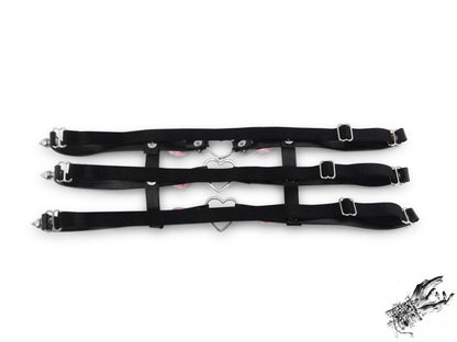 Black 3 Strap Heart Ring Garter