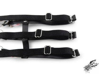 Black 3 Strap Heart Ring Garter