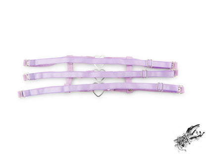 Lavender 3 Strap Heart Ring Garter