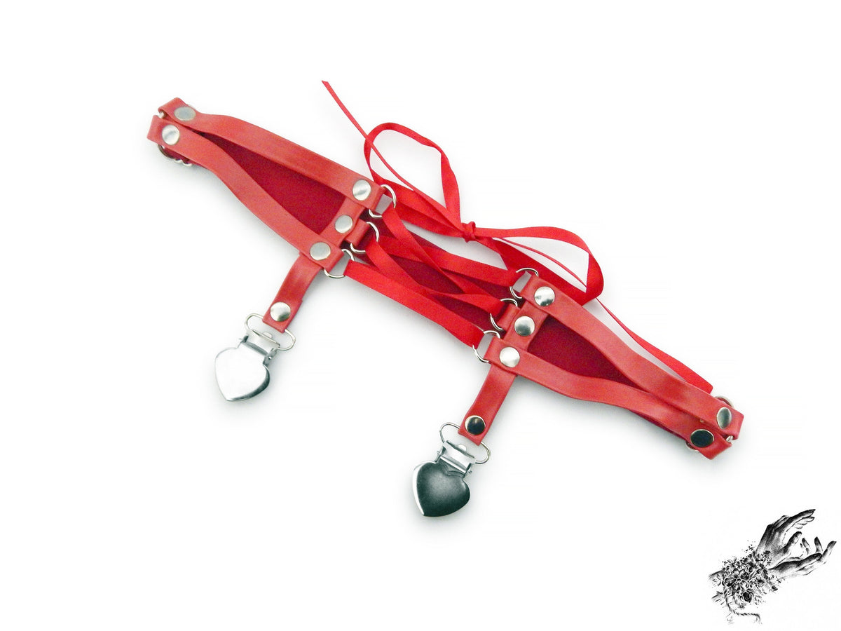 Red Corset Lacing Garter - REGULAR SIZE