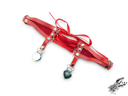 Red Corset Lacing Garter - REGULAR SIZE
