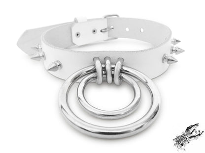 White Studded Double O Ring Choker
