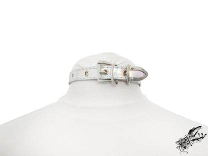 Holographic Silver Bow and Bell Choker - LARGE SIZE