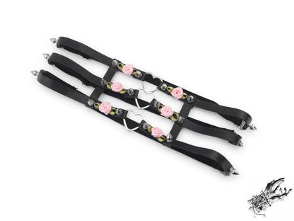Black 3 Strap Heart Ring Garter