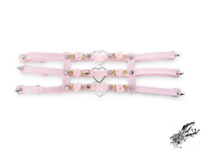 Pink 3 Strap Heart Ring Garter