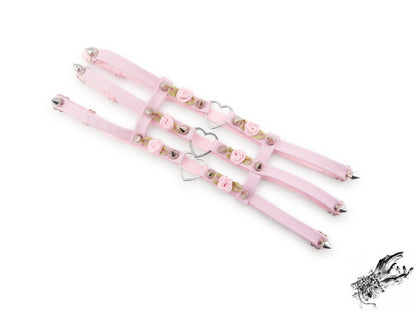 Pink 3 Strap Heart Ring Garter