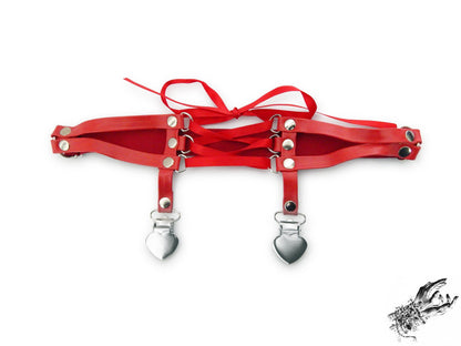 Red Corset Lacing Garter - REGULAR SIZE