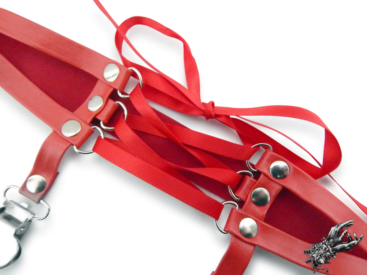 Red Corset Lacing Garter - REGULAR SIZE