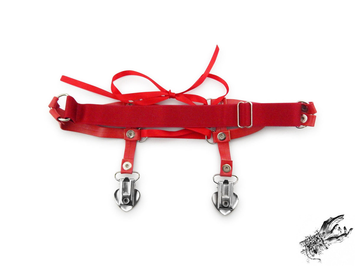Red Corset Lacing Garter - REGULAR SIZE