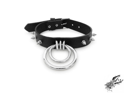 Black Studded Double O Ring Choker