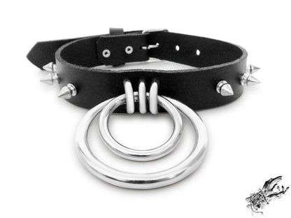 Black Studded Double O Ring Choker