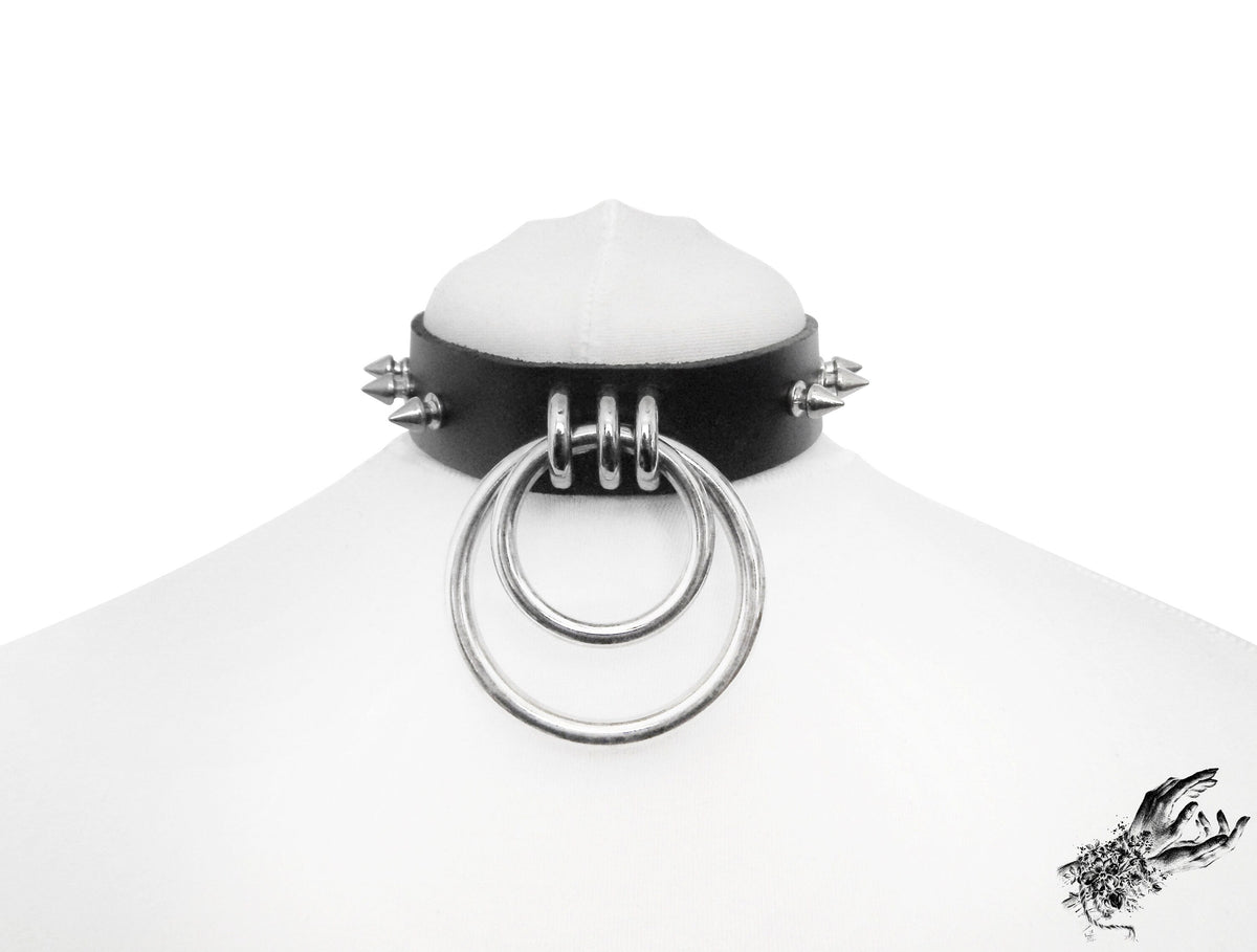 Black Studded Double O Ring Choker
