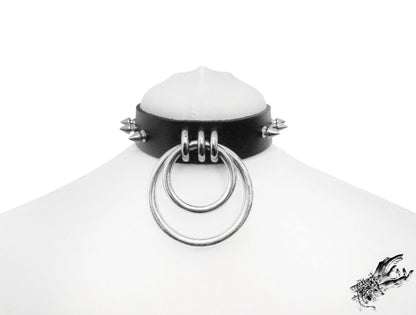 Black Studded Double O Ring Choker