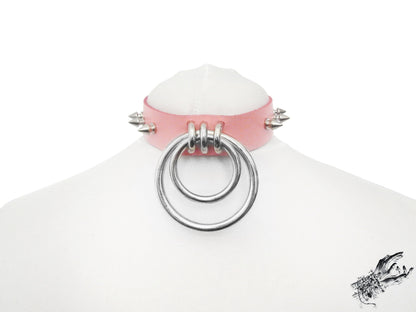 Pink Studded Double O Ring Choker