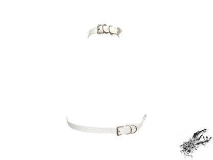 White Vegan Leather D Ring Harness Bra