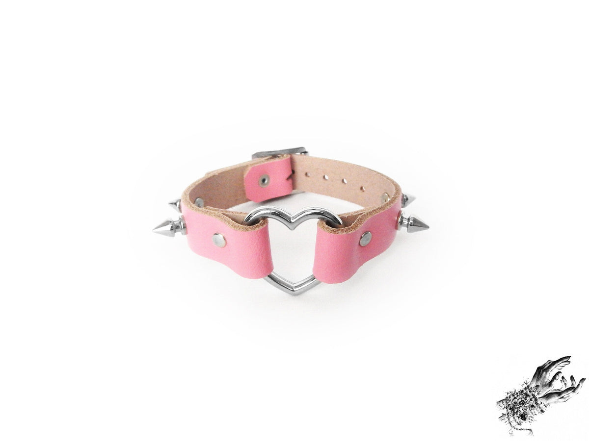Pink Studded Heart Ring Ankle Cuffs