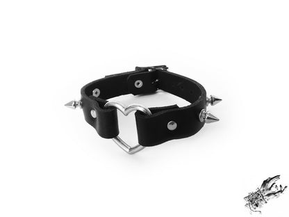 Black Studded Heart Ring Ankle Cuffs