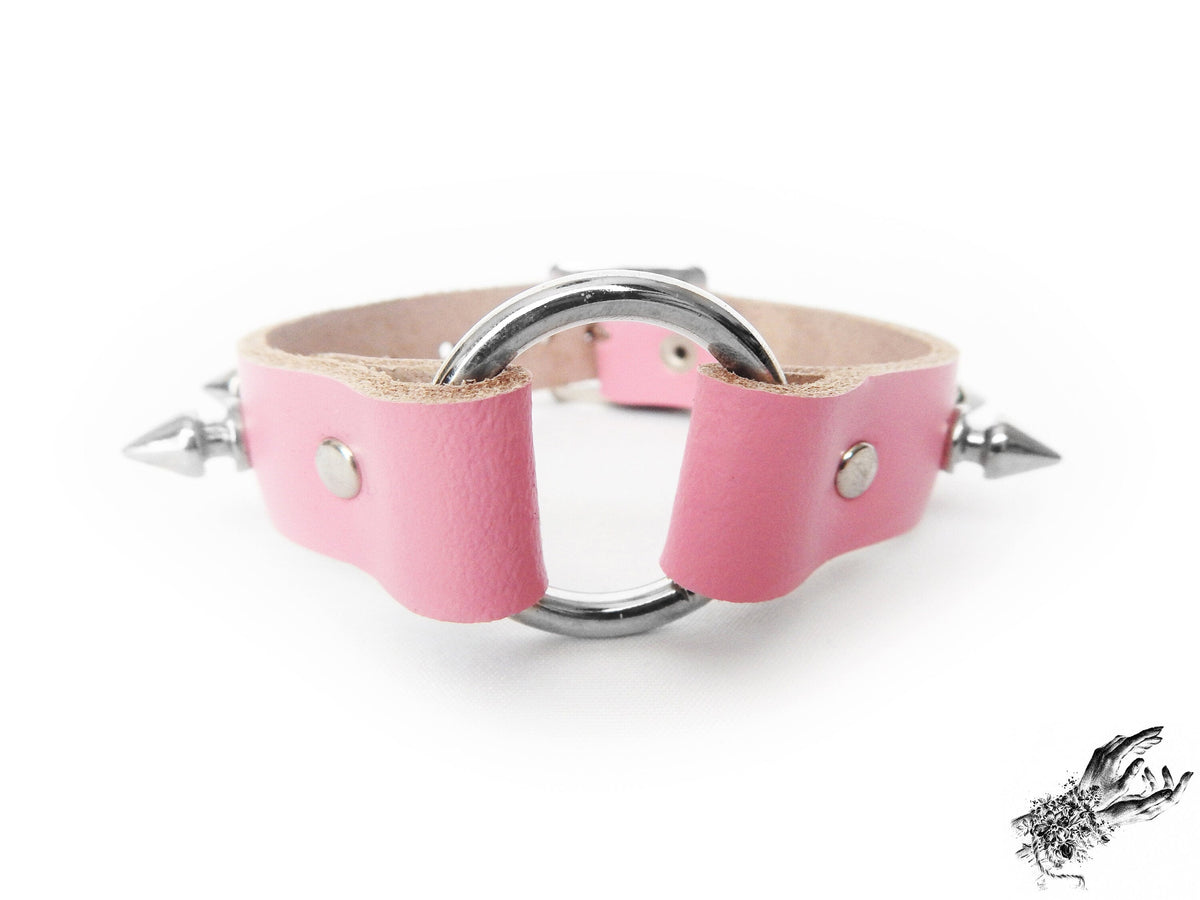 Pink Studded O Ring Ankle Cuffs