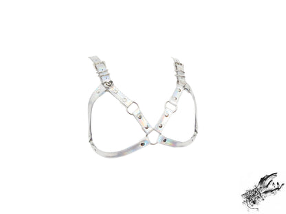 Holographic Silver Cage Harness Bra