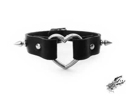 Black Studded Heart Ring Ankle Cuffs