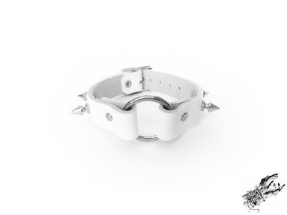 White Studded O Ring Ankle Cuffs