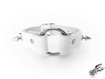 White Studded O Ring Ankle Cuffs