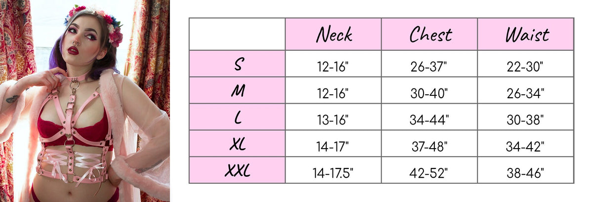 Pink Vegan Leather Corset Harness Bra