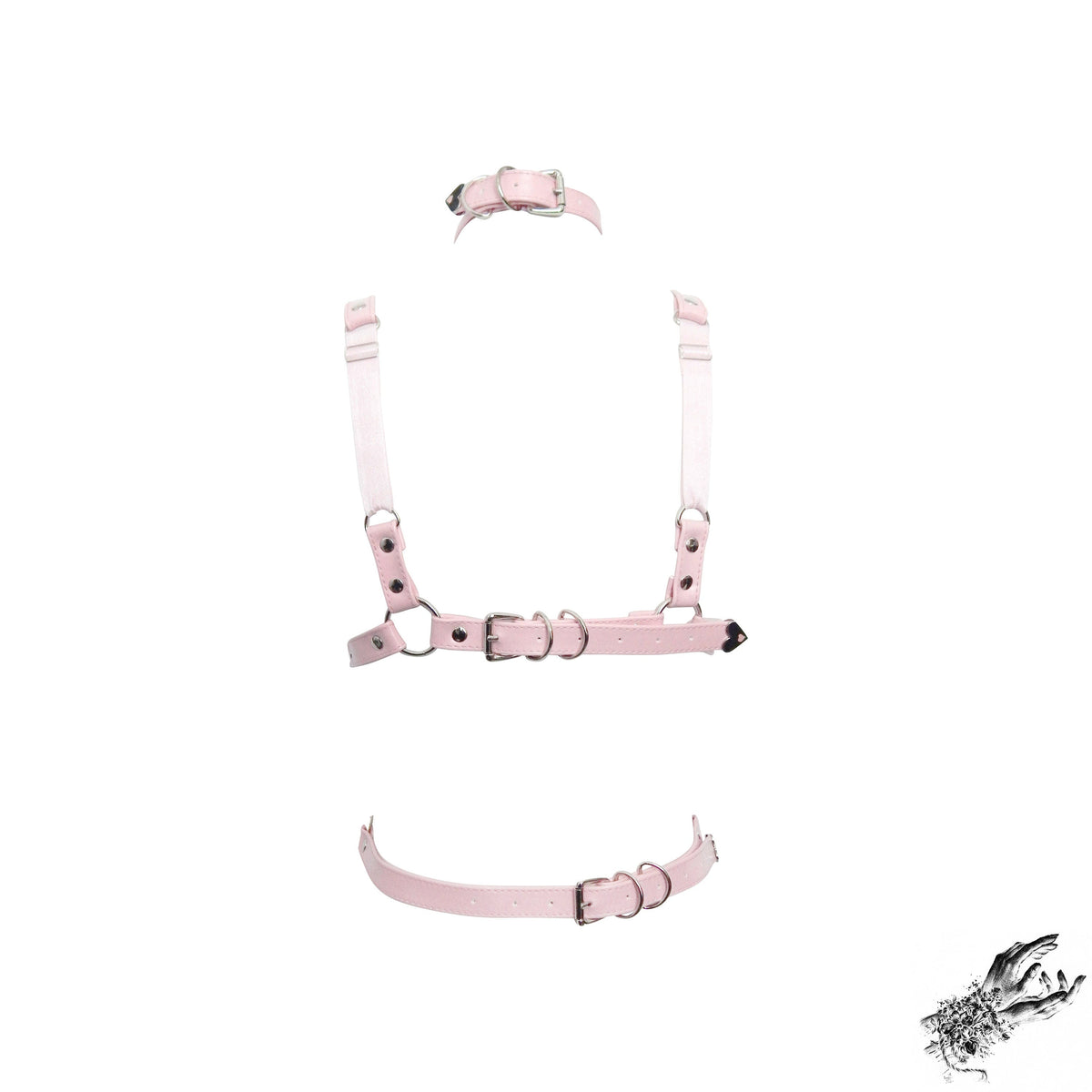 Pink Vegan Leather Corset Harness Bra