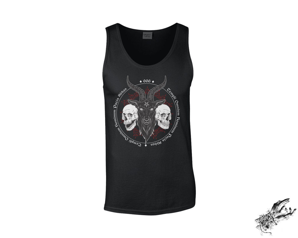 Black Baphomet and Skulls Unisex Tank Top