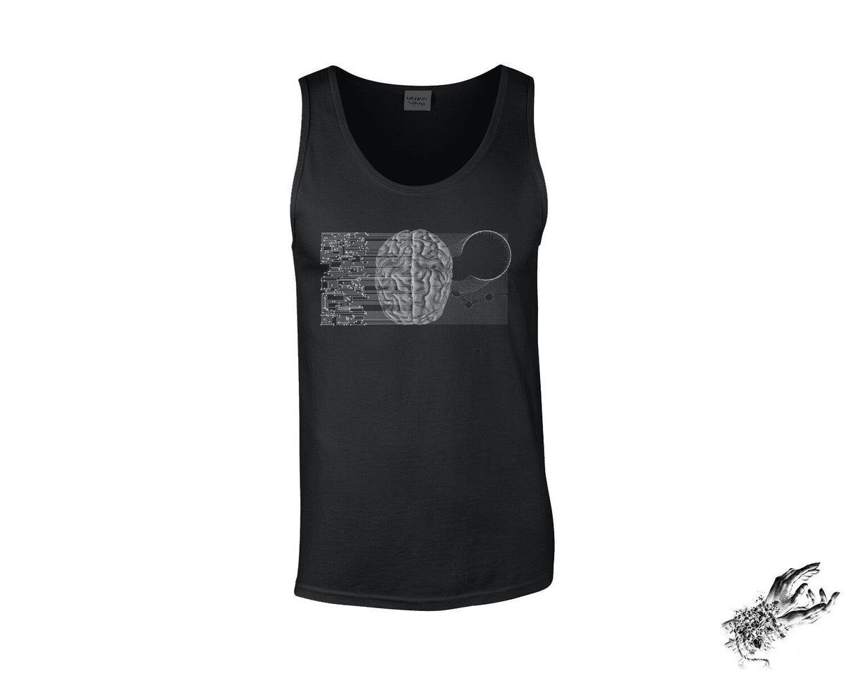 Black Circuit Board Brain Unisex Tank Top