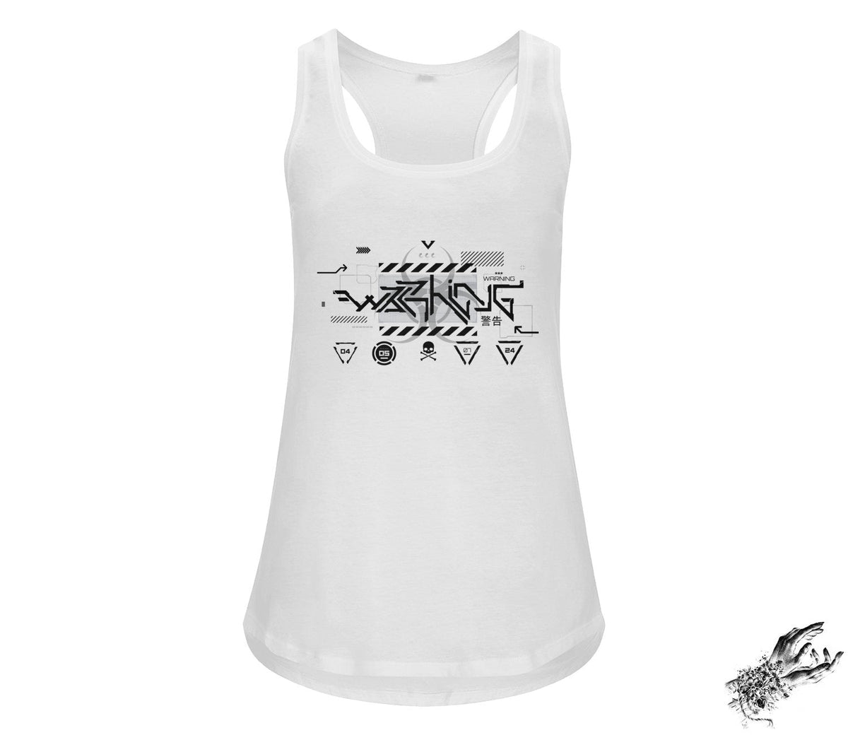 White Warning Racerback Tank Top