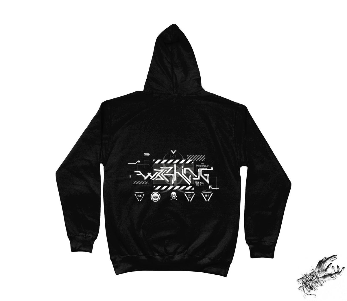 Black Cyberpunk Warning Hoodie
