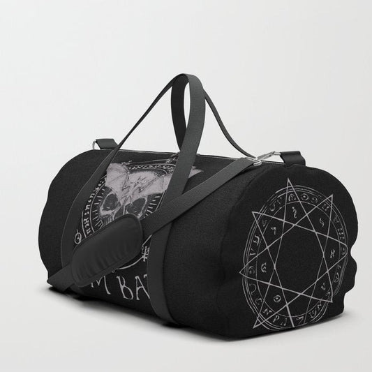 Black Gym Bat Skull Duffle Bag