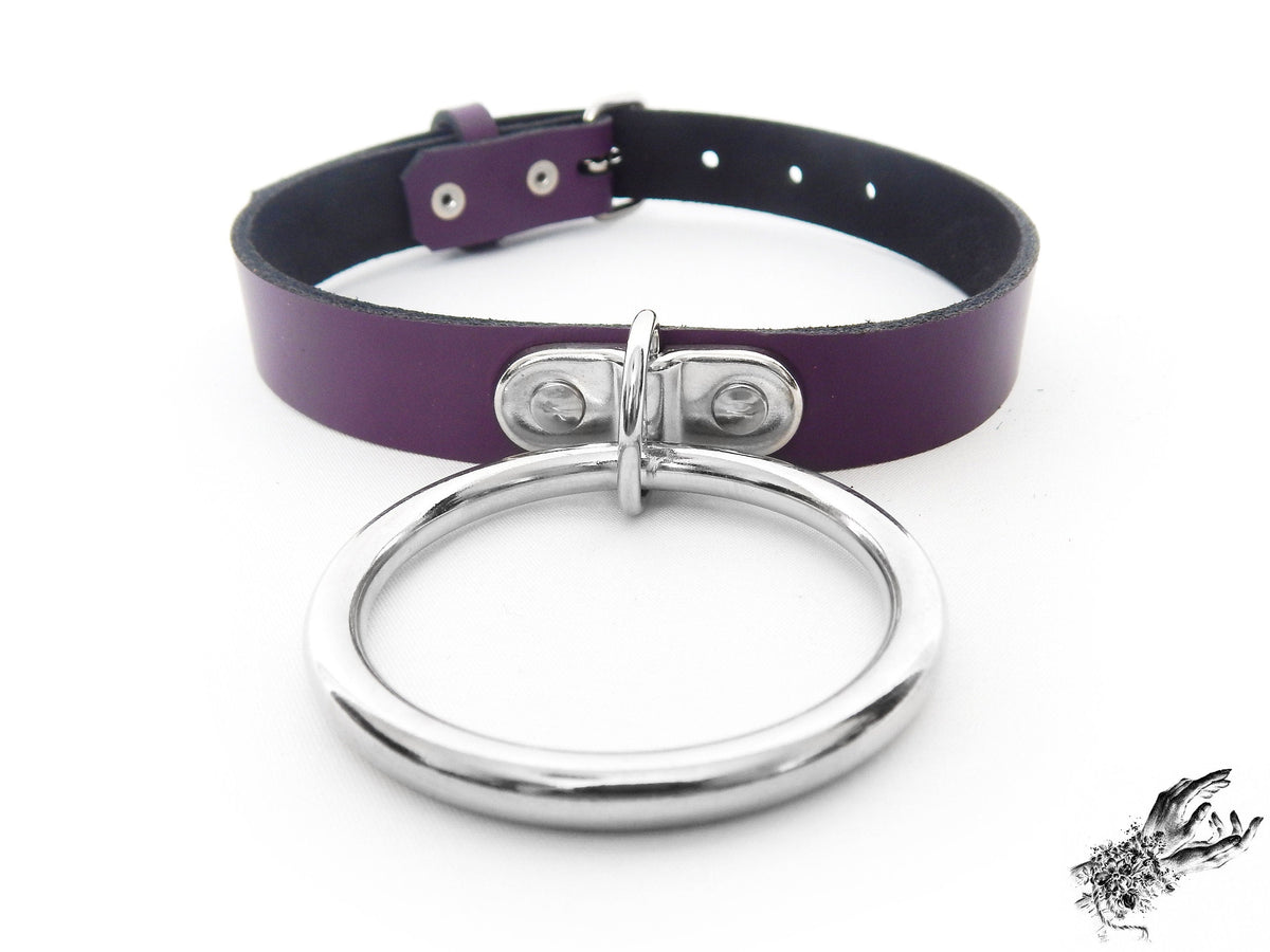 Purple Leather D and O Ring Choker