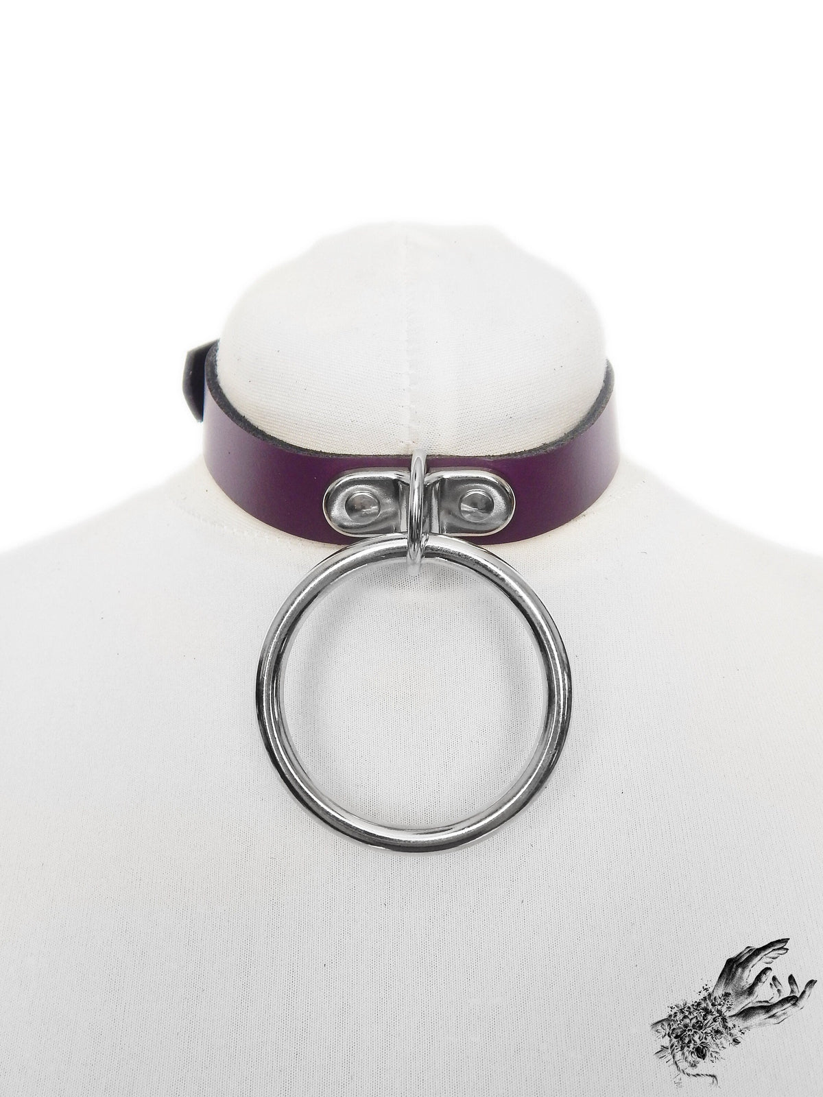Purple Leather D and O Ring Choker