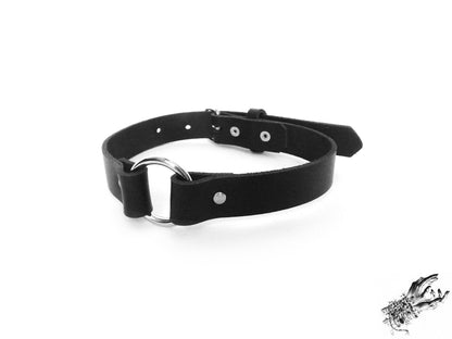 Black Leather O Ring Choker