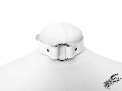 White Leather O Ring Choker